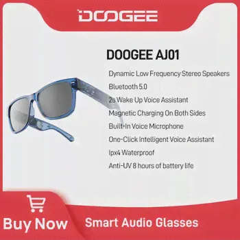 🛍 DOOGEE AJ01 умные очки Беспроводные Bluetooth 5,0 IPX4 звонки в режиме громкой связи музыка анти-синие очки Беспроводные наушники с микрофоном