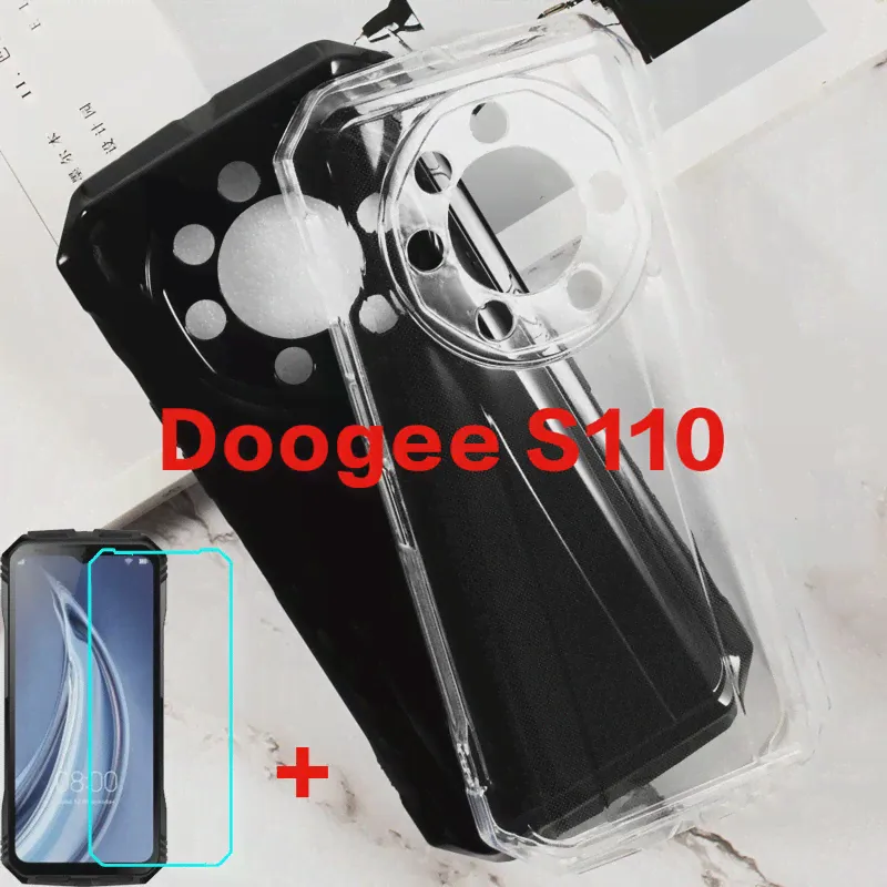 2 в 1 защитное стекло для DOOGEE Doogee S110 Чехол Силиконовый ультратонкий прозрачный мягкий TPU Чехол для телефона для Doogee S110 Защитная пленка для экрана