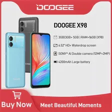 Смартфон DOOGEE X98 6,52 "HD Дисплей A22 Восьмиядерный 3 ГБ + 16 ГБ Мобильный телефон 8MP AI Двойная камера 4200 мАч аккумулятор Телефон Android 12